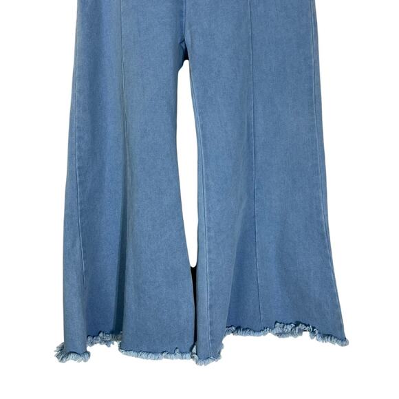 Vintage Retro Rainbow Light Blue Wide Leg Bell Bottoms Denim Jeans Size 3XL/26 - Picture 4 of 7